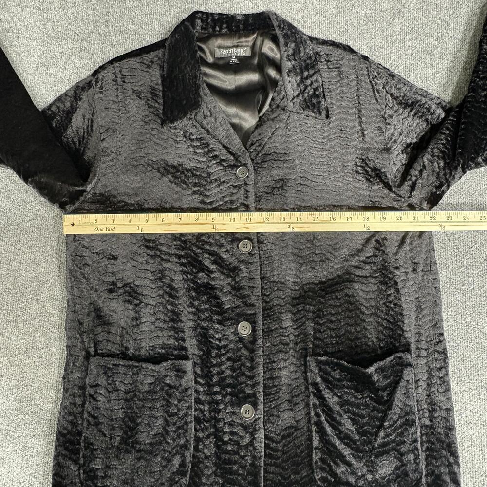 Karen Kane Jacket Womens Medium Black Textured Velvet Button Front Made USA - Picture 10 of 14